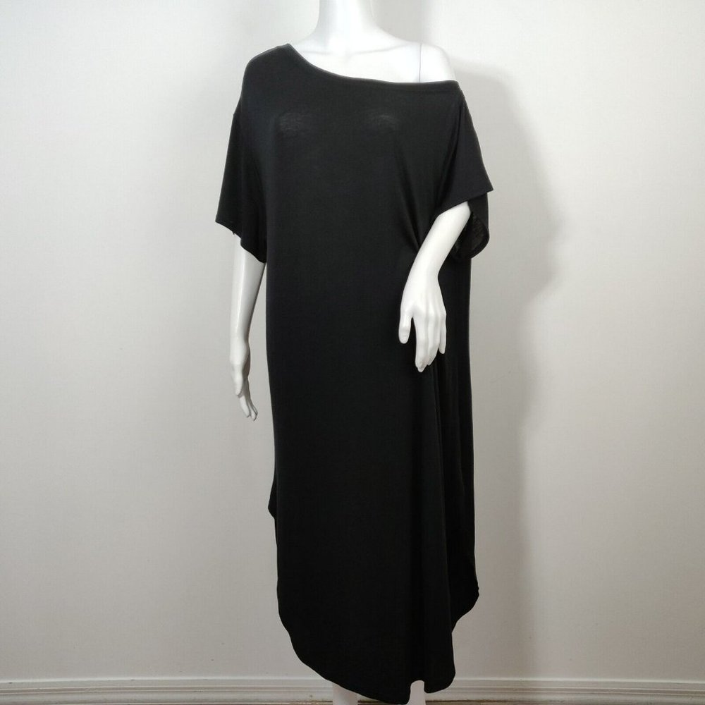 FREE PEOPLE Beach Tunic Midi Dress Size XS Black Stretch Slouchy Casual Relaxed - Picture 3 of 9